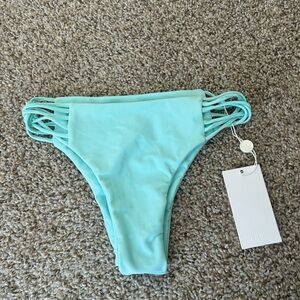 NWT Mikoh Lanai Multi String Loop Side Bikini Bottom Aqua Size Large Swim Womens